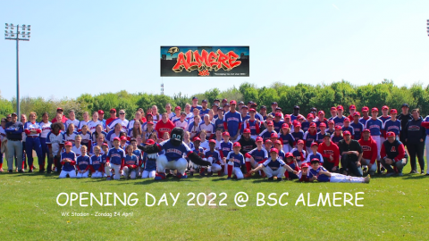 BSC Almere viert club seizoen openingsdag 2022 in het Almere WK Honkbal Stadion