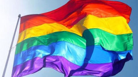 Regenboogvlaggen op Almeerse gebouwen vanwege Coming Out Day