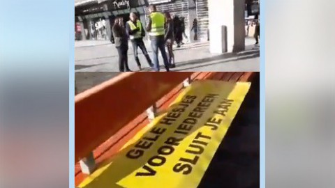 Gele hesjes in actie op Stadhuisplein