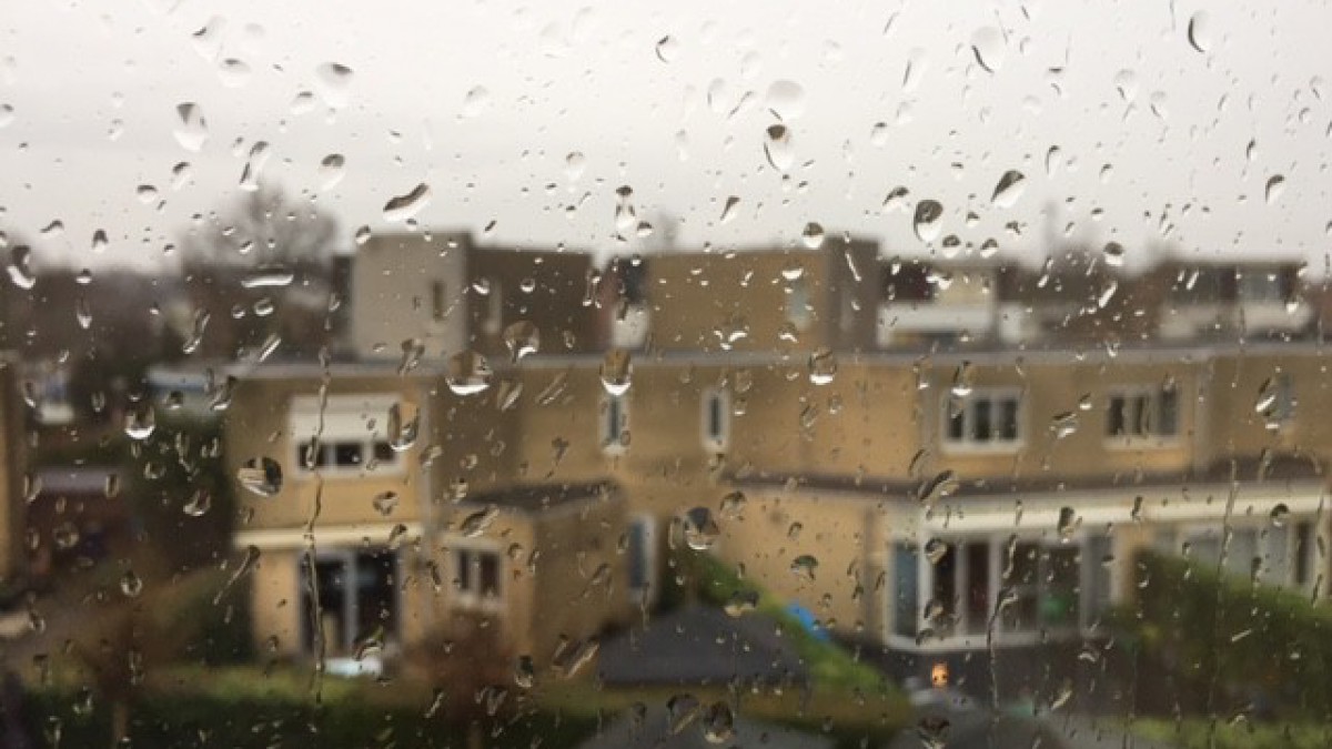 Bewolkt, regenachtig en vrij veel wind.